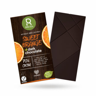 Ciocolata BIO neagra cu portocale dulci - Reizl - 70% cacao de calitatesuperioara, imbinata cu o experienta minunata cu portocale dulci.