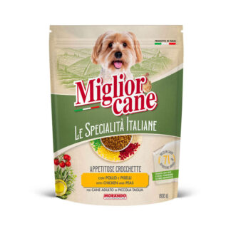 Morando - Crochete cu pui si mazare 800 g - hrana uscata completa pentru caini adulti de talie mica, cu ingrediente italiene atent selectionate.