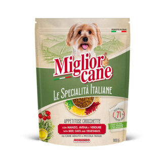 Morando - Crochete cu vita, ovaz si legume 800 g - hrana uscata completa pentru caini adulti de talie mica, cu ingrediente italiene atent selectionate.